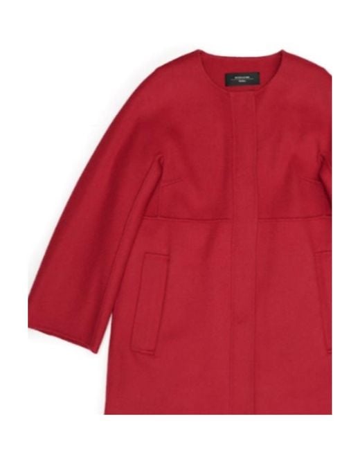 Weekend by Maxmara Red Round-Neck Coat