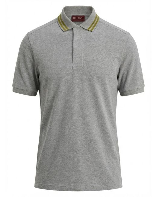 Gucci Gray Short-Sleeved Piquet Polo Shirt for men