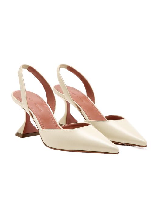 AMINA MUADDI Natural Pointed-Toe High-Heeled Sandals