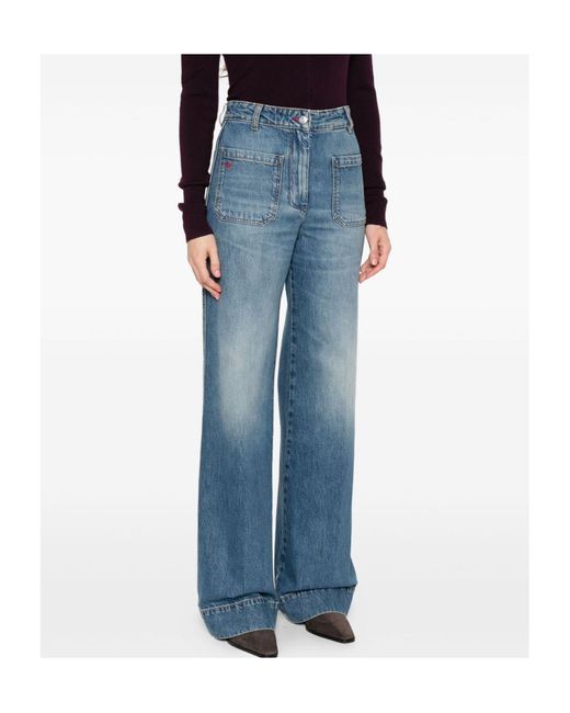 Victoria Beckham Blue Alina Wide-Leg Jeans