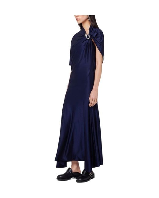 Rabanne Blue Jersey Asymmetrical Long Dress