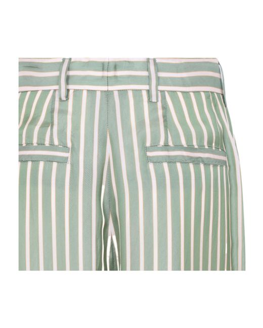Dries Van Noten Green Penn Striped Wide-Leg Pants