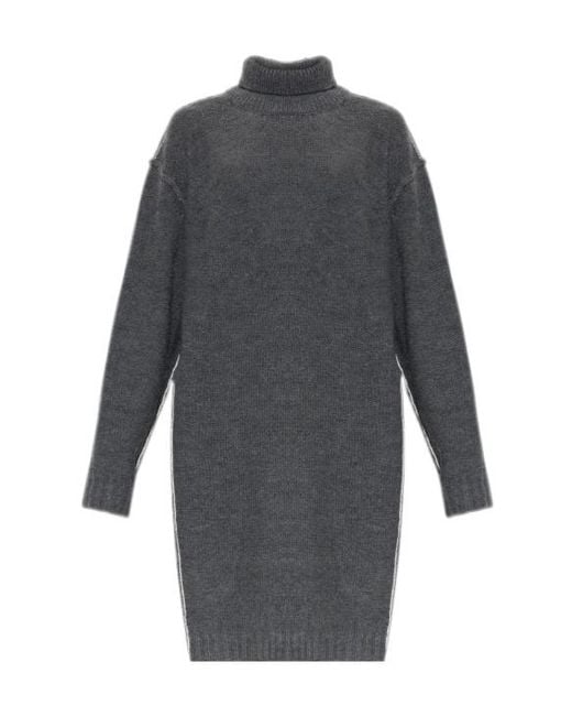 MM6 by Maison Margiela Gray Turtleneck Knitted Dress