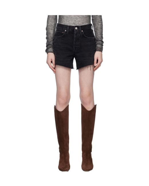 Agolde Black High Waist Denim Shorts