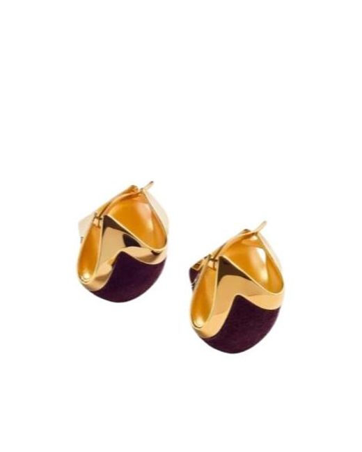 Khaite Yellow Lotus-Plated And Suede Drop Earrings