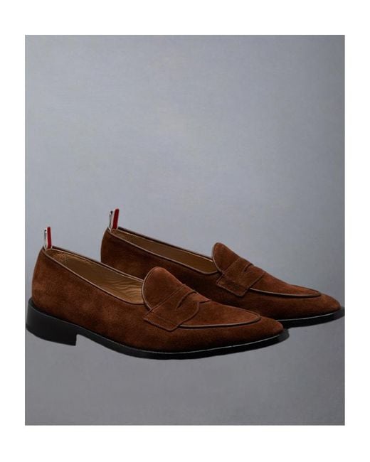 Thom Browne Brown Rwb Striped Varsity Penny Loafers for men