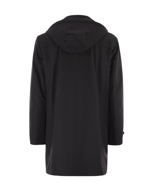 Fay Black Travel Stretch Jersey Coat for men