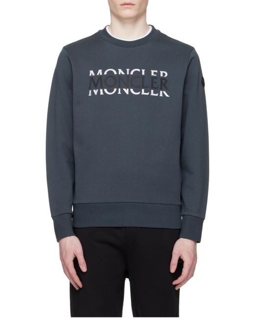 Moncler Black Branded Cotton Sweatshirt for men