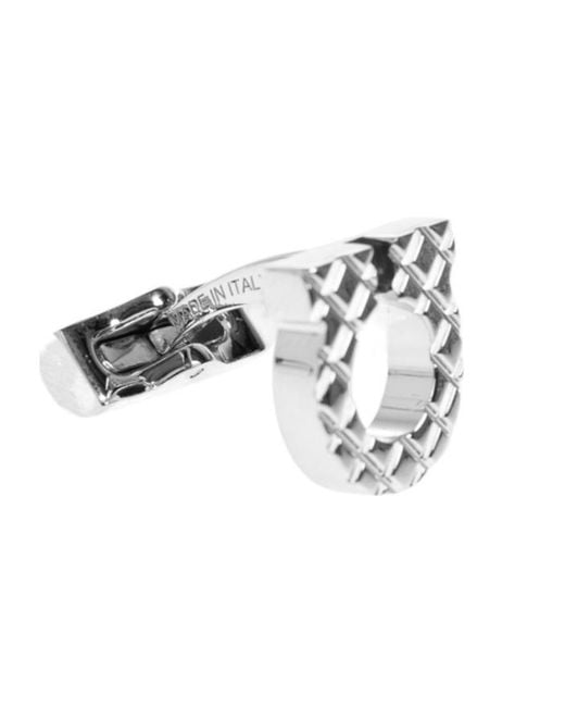 Ferragamo Metallic Ferragamo Gancini Logo Cufflinks for men