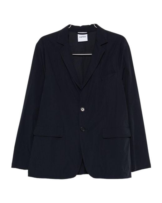 Aspesi Blue Two-Button Unlined Blazer for men