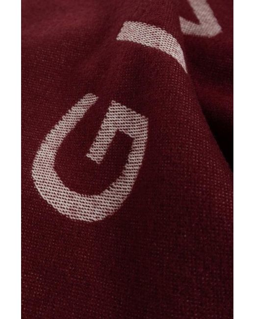Givenchy Red Logo Fringe Scarf
