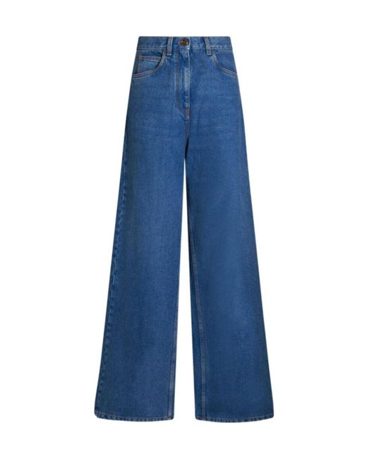 Etro Blue Stretch Baggy-Fit Jeans
