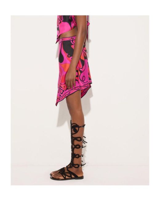 Emilio Pucci Pink Pucci Printed Handkerchief-Hem Skirt