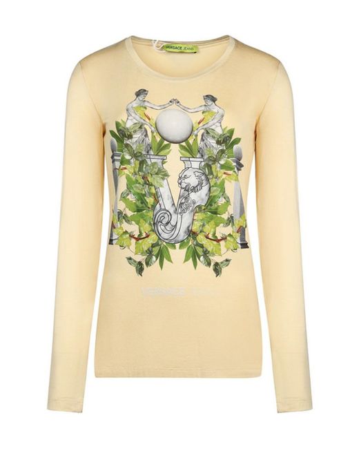 Versace Multicolor T-Shirt With Round Neck And Long Sleeves