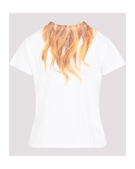 MM6 by Maison Margiela White Patterned Crewneck T-Shirt