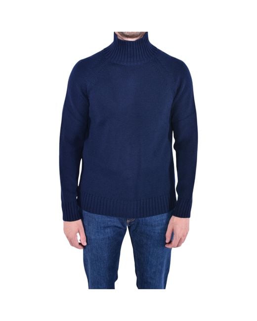 Eleventy Blue Turtleneck Knitted Jumper for men