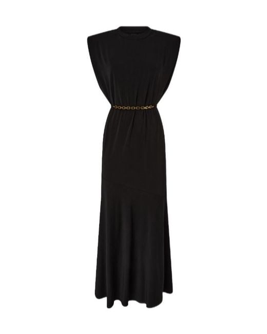 Pinko Black Chain-Detailed Sleeveless Dress