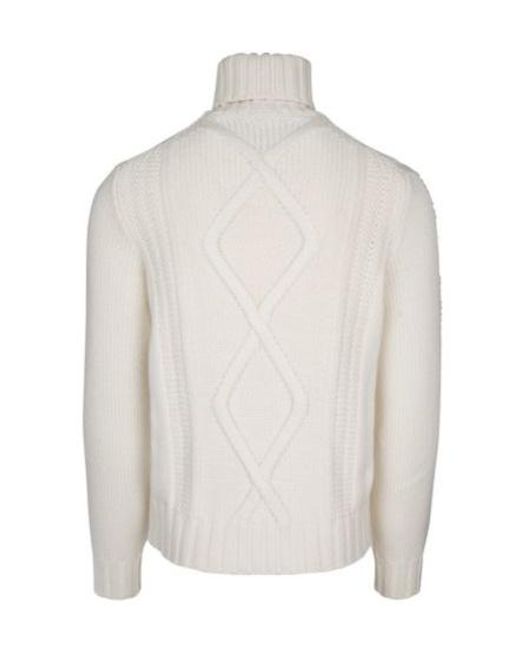 Brunello Cucinelli White Roll-Neck Knitted Jumper for men