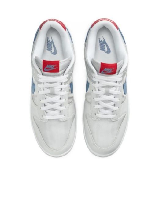 Nike White Dunk Low Logo Patch Sneakers for men