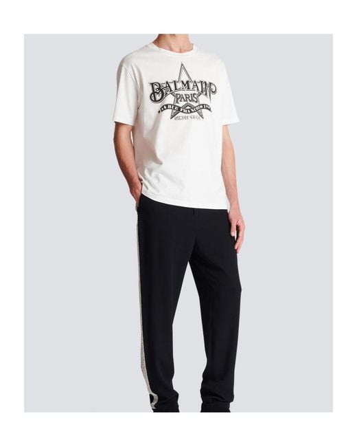 Balmain White Star T-Shirt for men