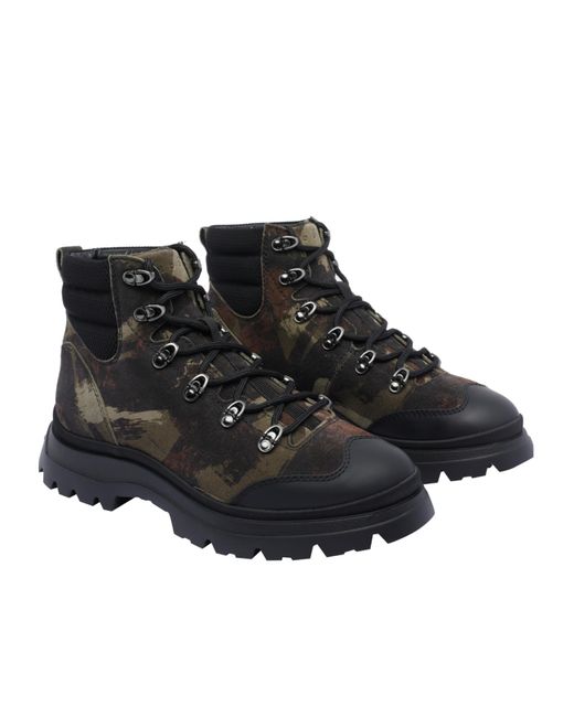 Hogan Black Camouflage Lace-Up Boots for men