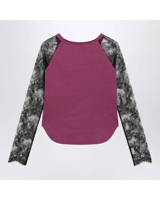 Valentino Purple Crew-Neck Long-Sleeve T-Shirt