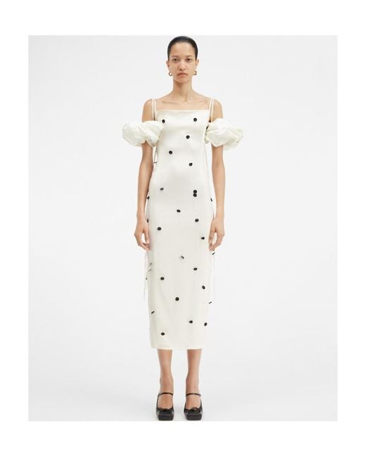 Jacquemus White Chouchou Polka-Dot Midi Dress