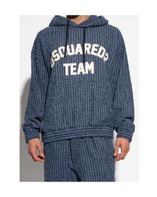 DSquared² Blue Logo-Patch Hoodie for men