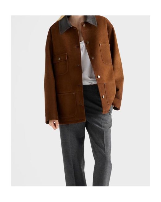 Prada Brown Long-Sleeved Button-Up Jacket