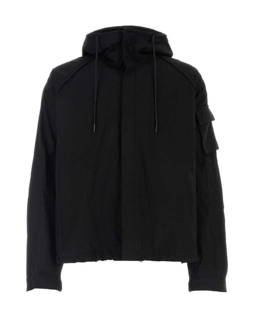Juun.J Black Drawstring Hood Shirt Jacket for men
