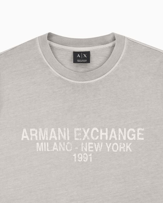 ARMANI EXCHANGE White Logo-Print Crew-Neck T-Shirt for men