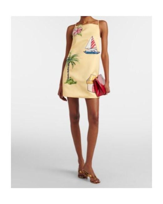 Leo Yellow Leia Beaded Patch-Appliqué Minidress