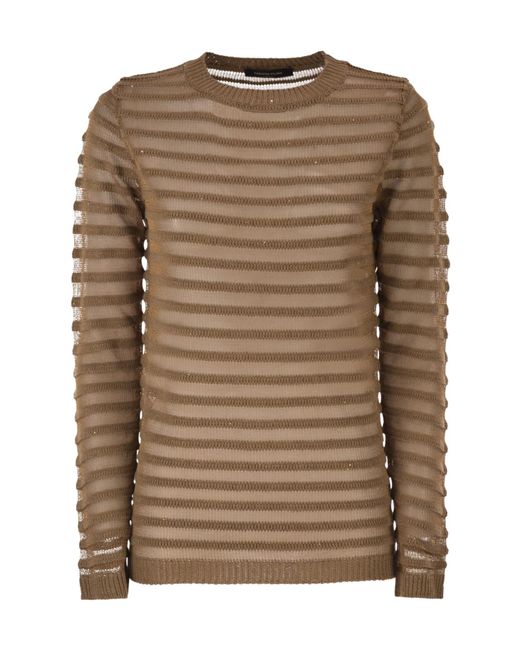 Fabiana Filippi Brown Boat Neck Jumper