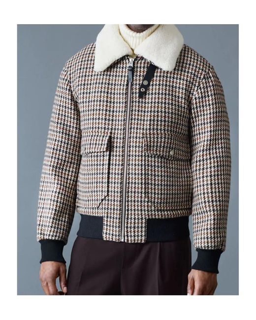 Mackage Black Houndstooth-Pattern Shearling-Collar Jacket for men