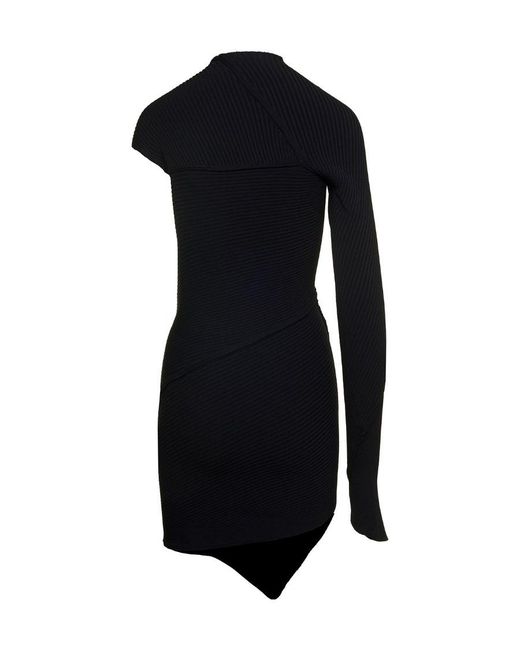 Balenciaga Black One-Shoulder Mini Dress