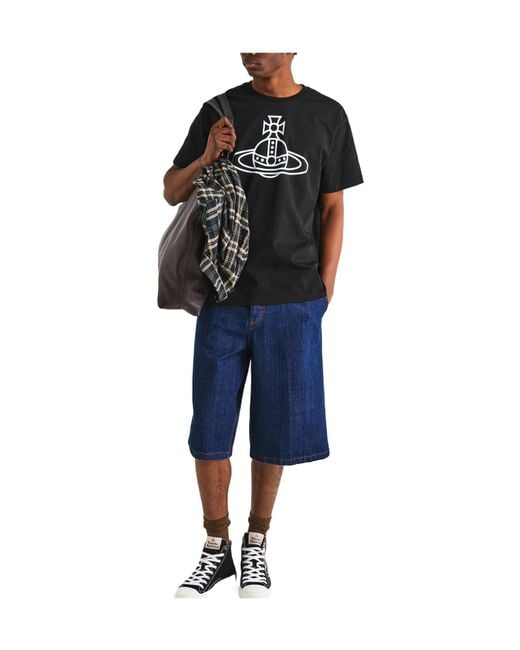 Vivienne Westwood Black Crew Neck Short Sleeve T-Shirt for men