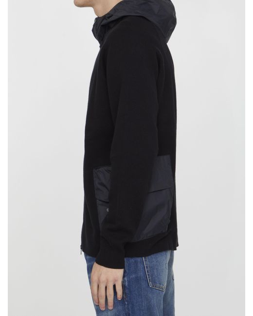 C P Company Blue Logo-Printed Zipped Fleece Hoodie for men
