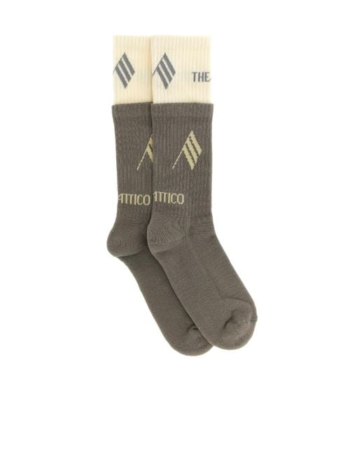The Attico Gray The Double Layer Logo Socks