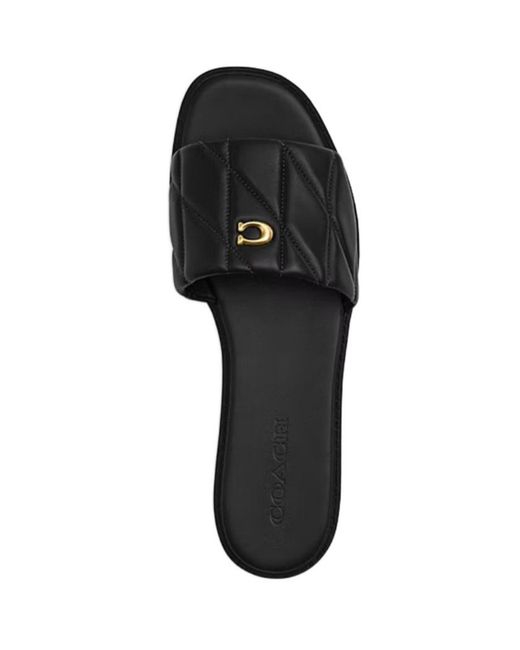 COACH Black Holly Quilted Logo Sandals