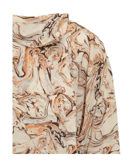 Isabel Marant Natural Abstract Cowl Neck Top