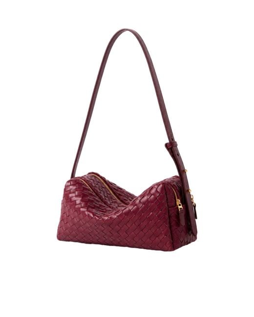 Elleme Purple Trousse Woven Leather Burgundy