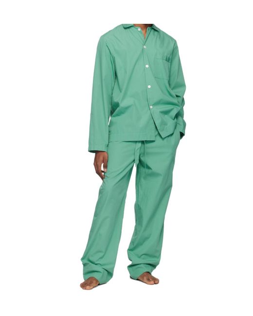 Tekla Green Drawstring Pajama Pants for men