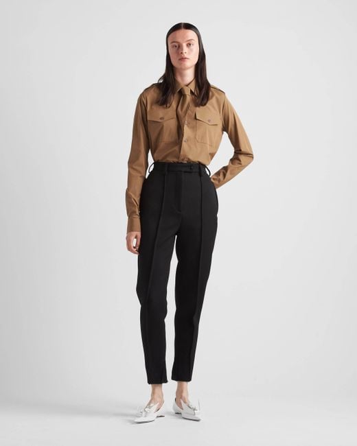 Prada Black High-Waist Tapered-Leg Trousers