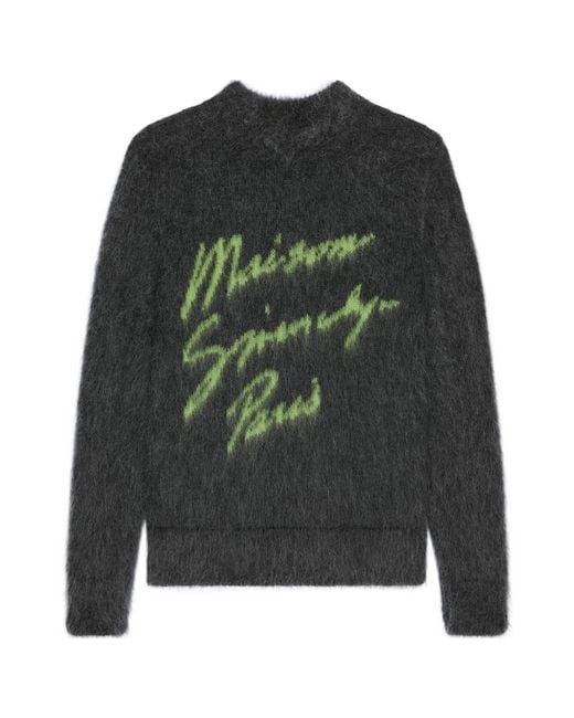 Givenchy Green Logo Jacquard Brushed Sweater for men
