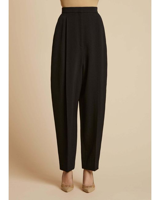 Khaite Black Ashford High-Waisted Tapered Leg Trousers