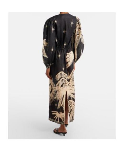 Johanna Ortiz Black Linen Maxi Dress