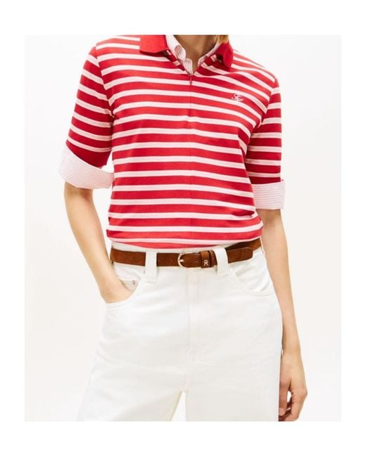 Tommy Hilfiger Red Striped Polo Shirt