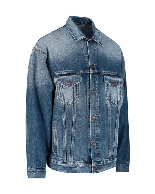 Balenciaga Blue Logo Denim Jacket for men