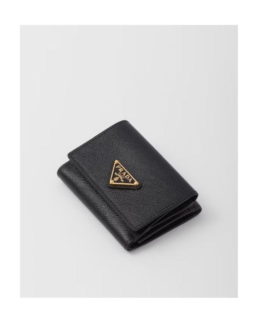 Prada Black Logo Plaque Bi-Fold Wallet