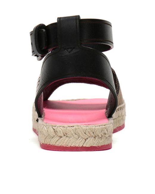 Burberry Black Checkered Details Flat Sandals